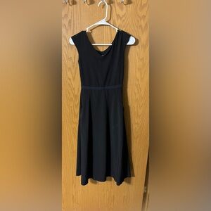 Athleta Black Sleeveless Midi Dress with Elastic Waistband